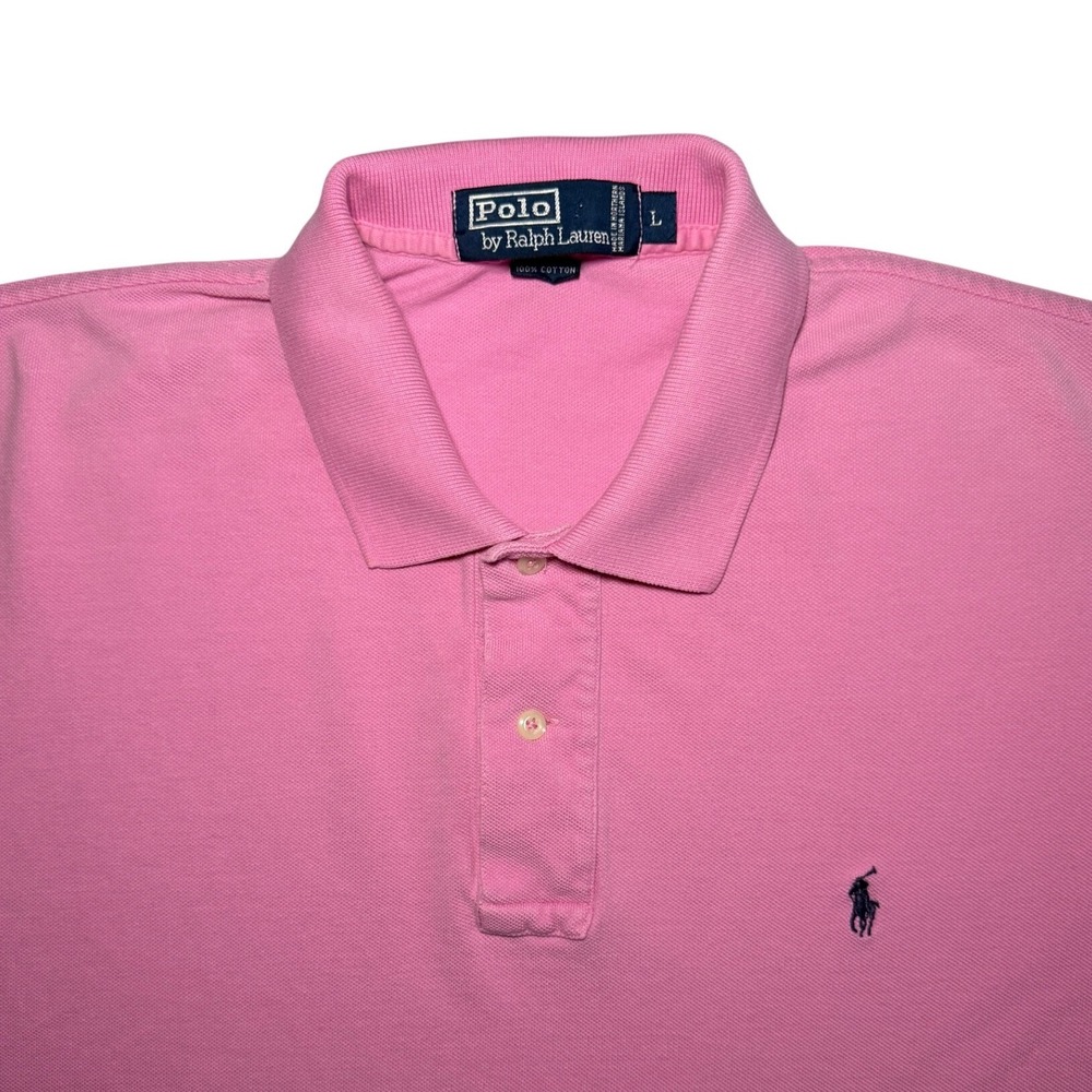 Ralph Lauren Polo Short Sleeve Shirt Mens Large Pink Cotton Pique Logo